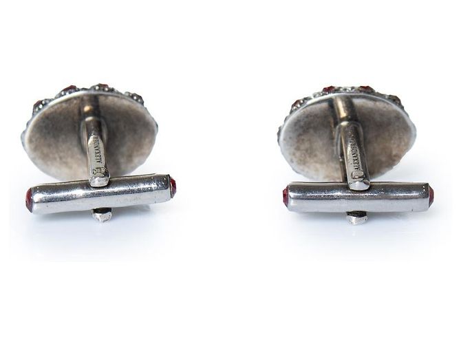 Alexander McQueen, gemelli con pietre Nero Argento Bianco Rosso - vista 5