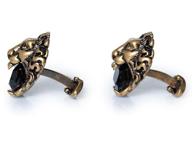 Gemelli Gucci con testa di leone e pietra nera Nero D'oro - vista 2