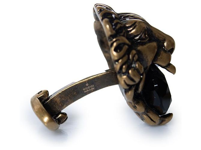 Gemelli Gucci con testa di leone e pietra nera Nero D'oro - vista 5