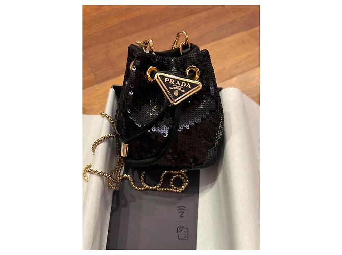 Prada Sequin Mini Pouch Black - view 2