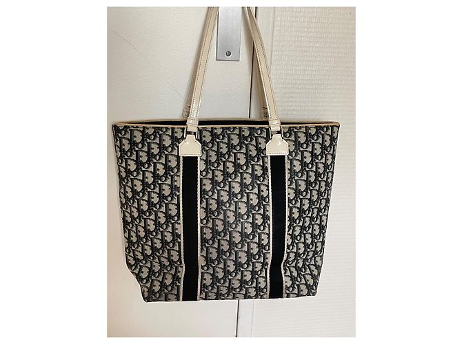 Christian Dior Canvas Tote Bag Oblique Trotter Monogramm Blau - Ansicht 7