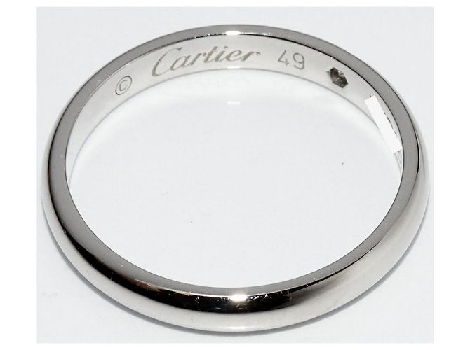 Cartier 1895 Ehering aus Pt950 mit Diamant, Größe 49 Silber - Ansicht 3