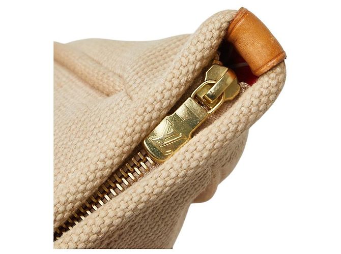 Borsa 2 in 1 Antigua Cabas MM in tela e pelle di Louis Vuitton Rosso Beige - vista 12