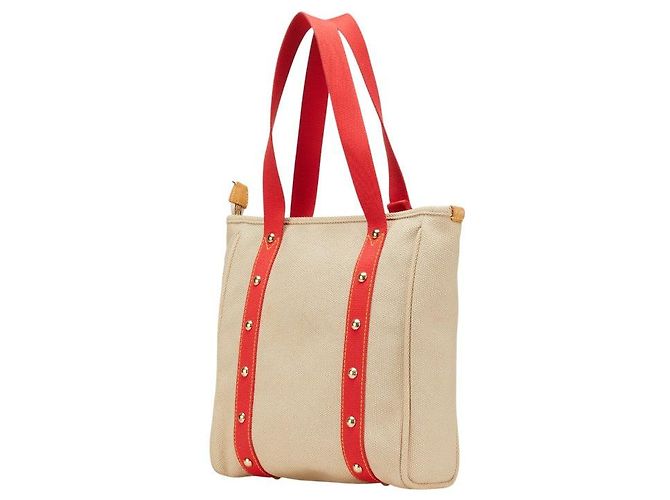Borsa 2 in 1 Antigua Cabas MM in tela e pelle di Louis Vuitton Rosso Beige - vista 2