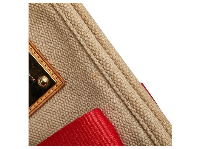 Borsa 2 in 1 Antigua Cabas MM in tela e pelle di Louis Vuitton Rosso Beige - vista 8