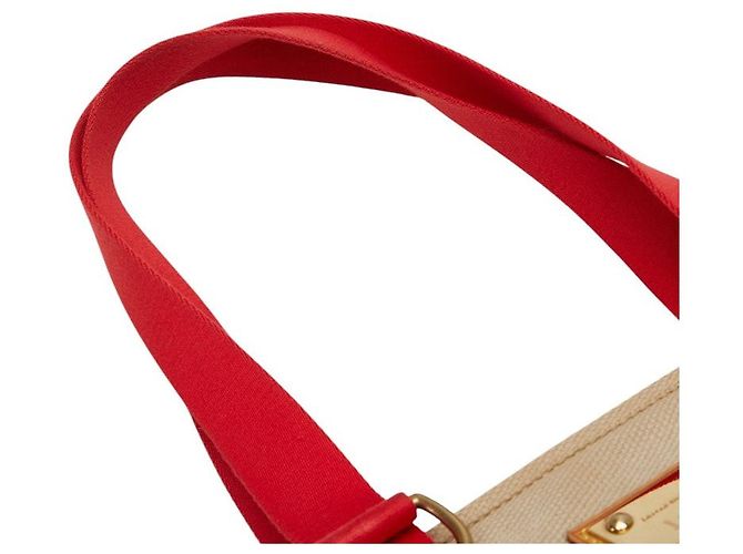 Borsa 2 in 1 Antigua Cabas MM in tela e pelle di Louis Vuitton Rosso Beige - vista 9