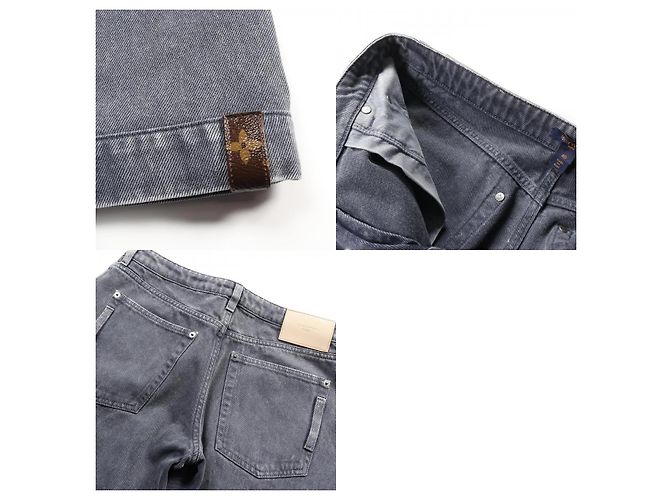 Jeans de algodón denim lavado Louis Vuitton Castaño Gris - vista 10