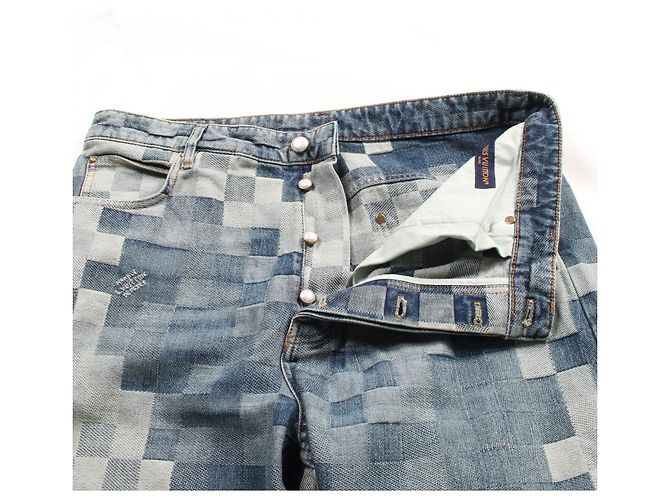Pantalones de denim de algodón Damier Skate Louis Vuitton Azul - vista 7
