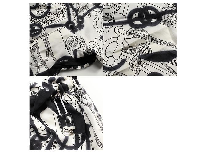 Pantaloni in seta Hermès Nero Bianco - vista 10