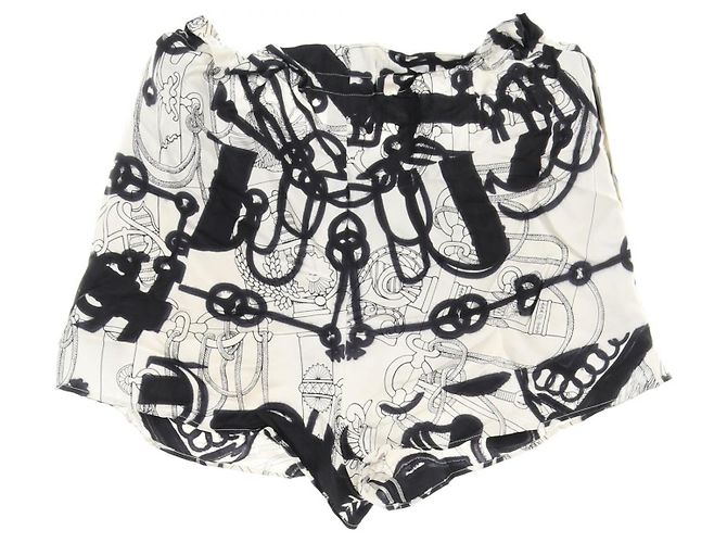 Pantaloni in seta Hermès Nero Bianco - vista 2