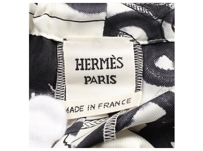 Pantaloni in seta Hermès Nero Bianco - vista 3