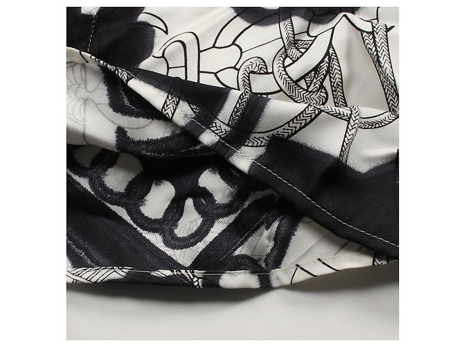 Pantaloni in seta Hermès Nero Bianco - vista 9
