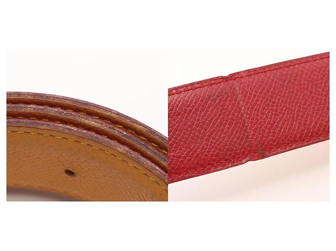 Ceinture Hermès Constance en cuir Epsom Rouge Jaune - vue 10