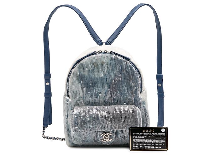 Chanel Blue Sequin Waterfall Backpack - view 13