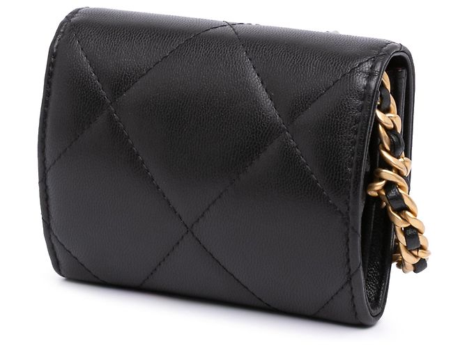 Chanel Black Lambskin 19 Flap Coin Purse With Chain - view 2