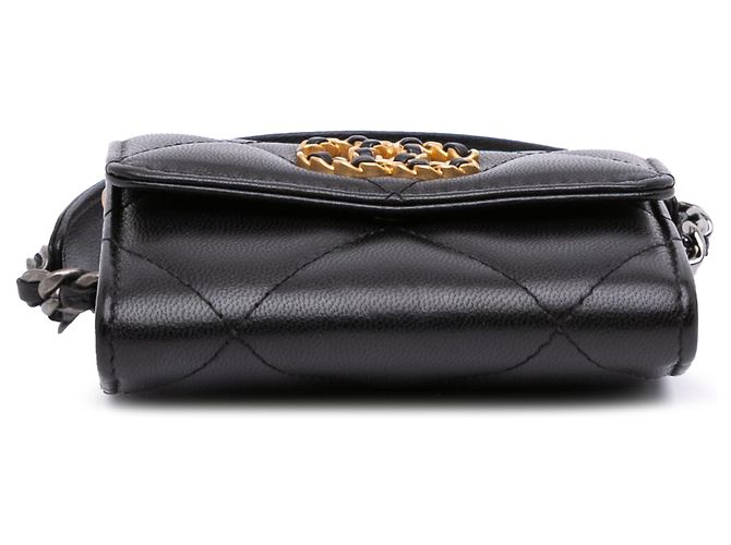 Chanel Black Lambskin 19 Flap Coin Purse With Chain - view 3