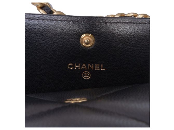 Chanel Black Lambskin 19 Flap Coin Purse With Chain - view 5
