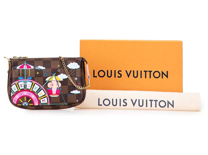 Mini Pochette Accessoires Vivienne Holiday Damier Ebene Marrone Louis Vuitton - vista 11