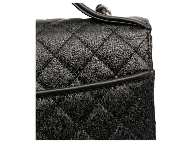 Chanel Nero Medio Trapuntato in Pelle di Capra CC Università Flap - vista 10