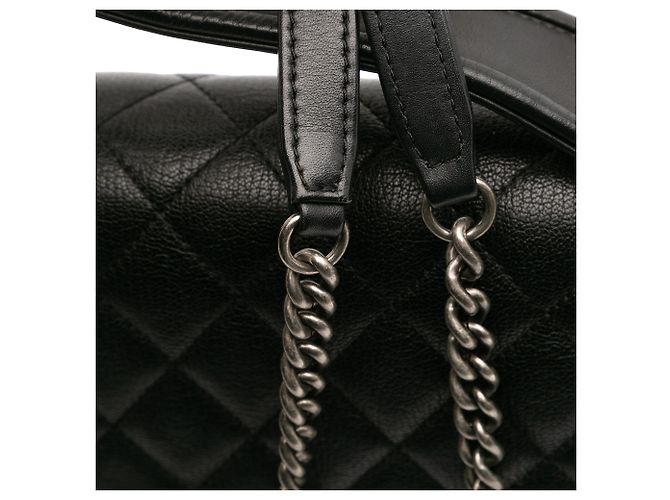 Chanel Nero Medio Trapuntato in Pelle di Capra CC Università Flap - vista 11