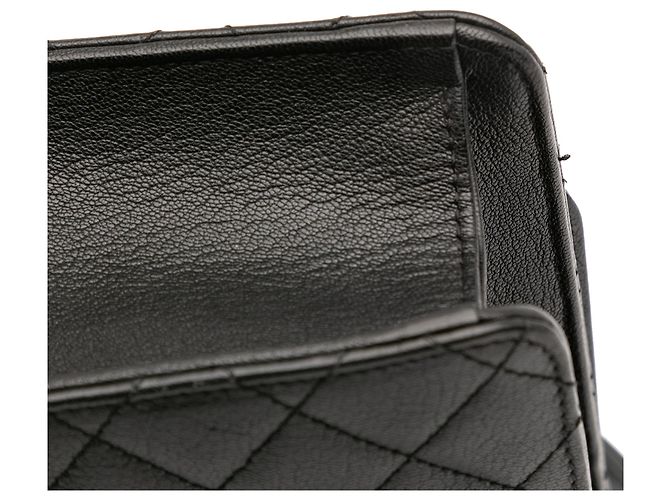 Chanel Nero Medio Trapuntato in Pelle di Capra CC Università Flap - vista 7