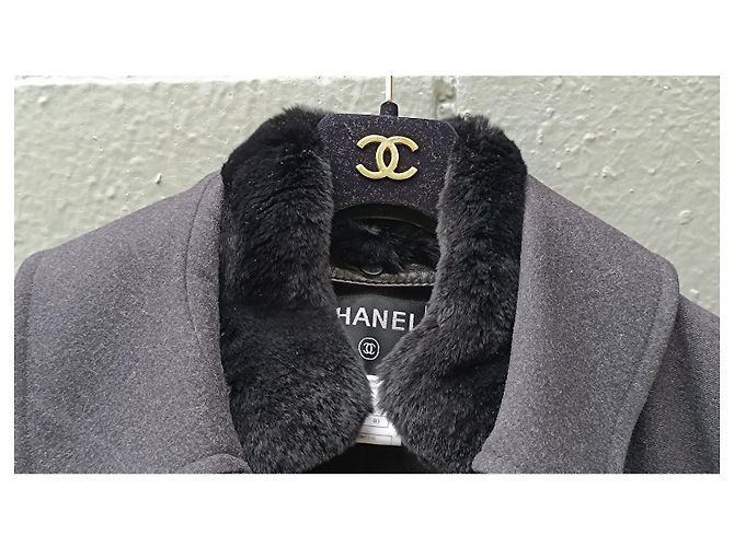 2002 02A Chanel & Karl Lagerfeld elegante de cachemira de un solo botón Azul oscuro - vista 16