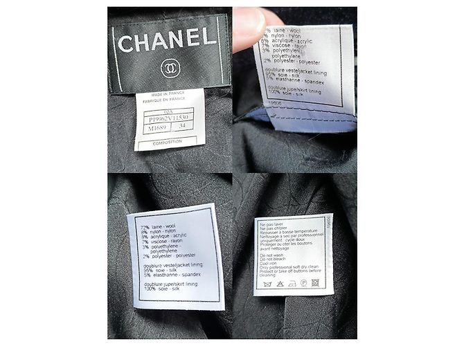 2002 02A Chanel & Karl Lagerfeld elegante de cachemira de un solo botón Azul oscuro - vista 17