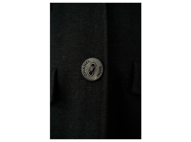 2002 02A Chanel & Karl Lagerfeld elegante de cachemira de un solo botón Azul oscuro - vista 4