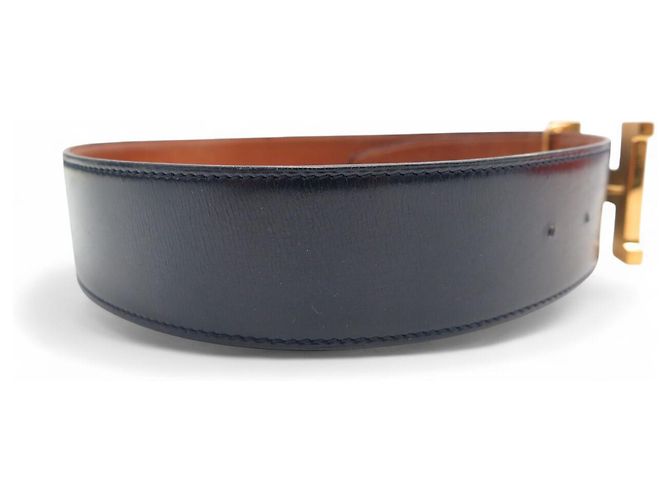 Hermès VINTAGE HERMES GÜRTEL H-SCHNALLE CONSTANCE XL 75 BLAUES BOXLEDER - Ansicht 4