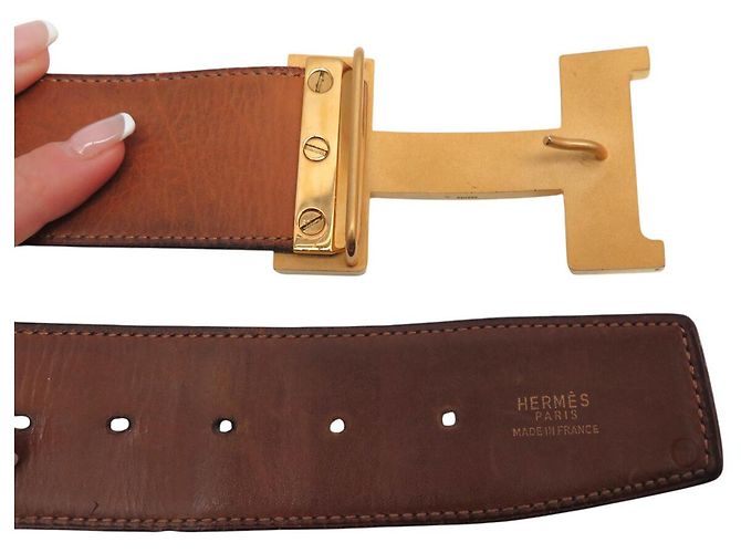 Hermès VINTAGE HERMES GÜRTEL H-SCHNALLE CONSTANCE XL 75 BLAUES BOXLEDER - Ansicht 6