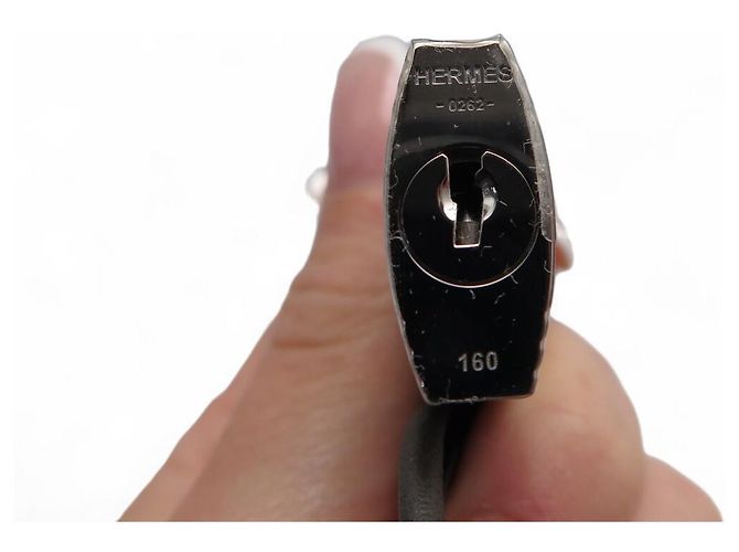Hermès NEW HERMES EPSOM LEATHER ZIPPER PULL WITH BELL IN ETCH + SILVER PADLOCK Grey - view 5