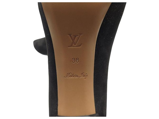 LOUIS VUITTON PASSY OPEN TOE PUMPS 38 SCHWARZEN SUEDEN + BOX - Ansicht 7
