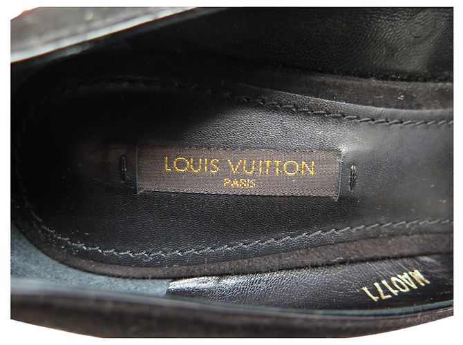LOUIS VUITTON PASSY OPEN TOE PUMPS 38 SCHWARZEN SUEDEN + BOX - Ansicht 9
