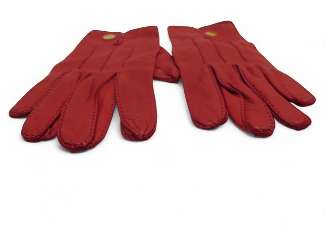 Hermès HERMES CLOU DE SELLE T6 ROTE LEDERHANDSCHUHE - Ansicht 3