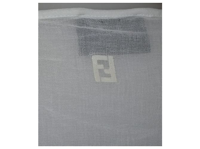 Fendi Kleid Weiß Baumwolle Leinen Größe 42 - Ansicht 5