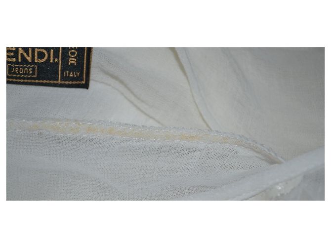 Fendi Kleid Weiß Baumwolle Leinen Größe 42 - Ansicht 6