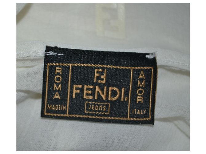 Fendi Kleid Weiß Baumwolle Leinen Größe 42 - Ansicht 7