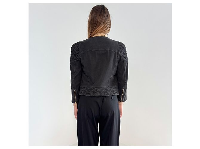 Chaqueta Louis Vuitton de algodón con bordado Monogram Gris antracita - vista 12