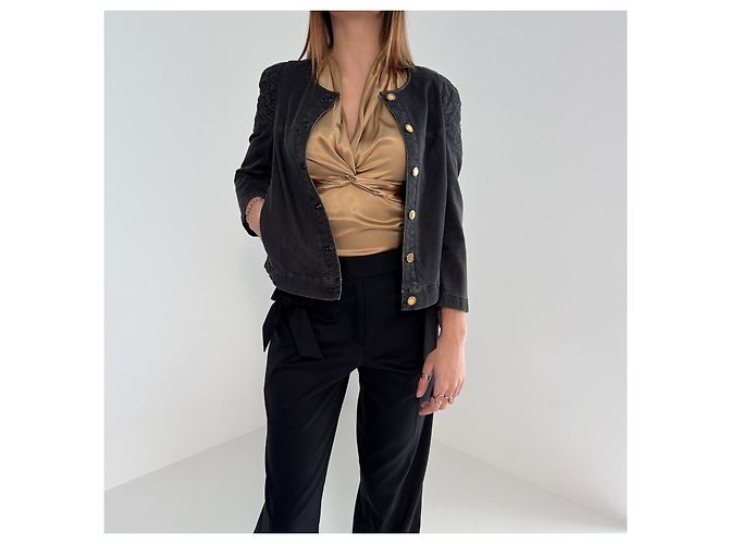 Chaqueta Louis Vuitton de algodón con bordado Monogram Gris antracita - vista 2