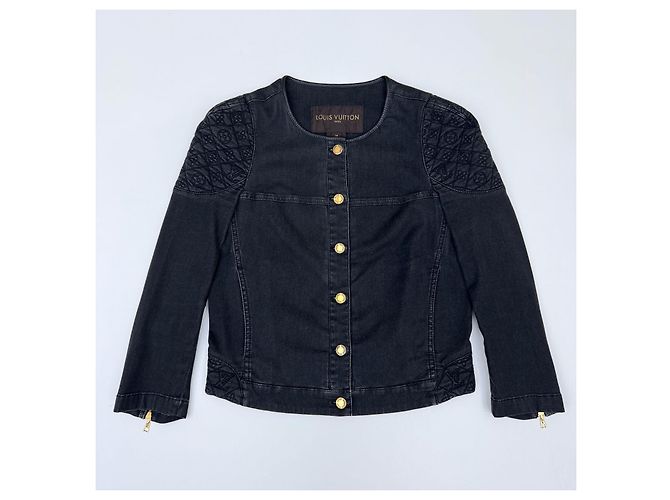 Chaqueta Louis Vuitton de algodón con bordado Monogram Gris antracita - vista 3