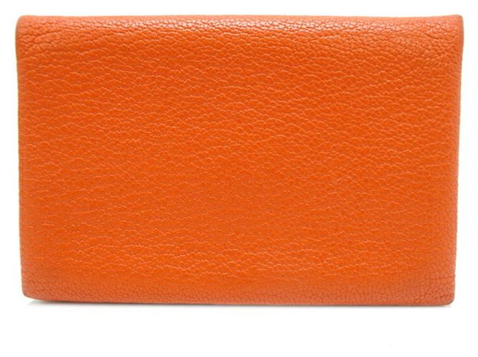 Monedero Calvi de Hermès en cuero de cabra naranja - vista 2