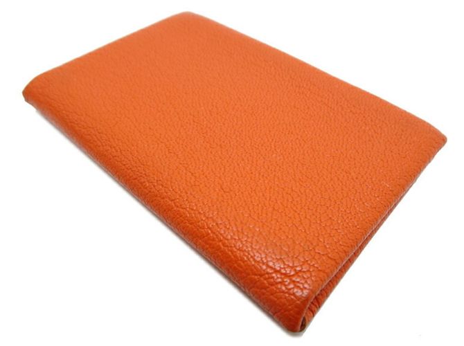 Monedero Calvi de Hermès en cuero de cabra naranja - vista 4
