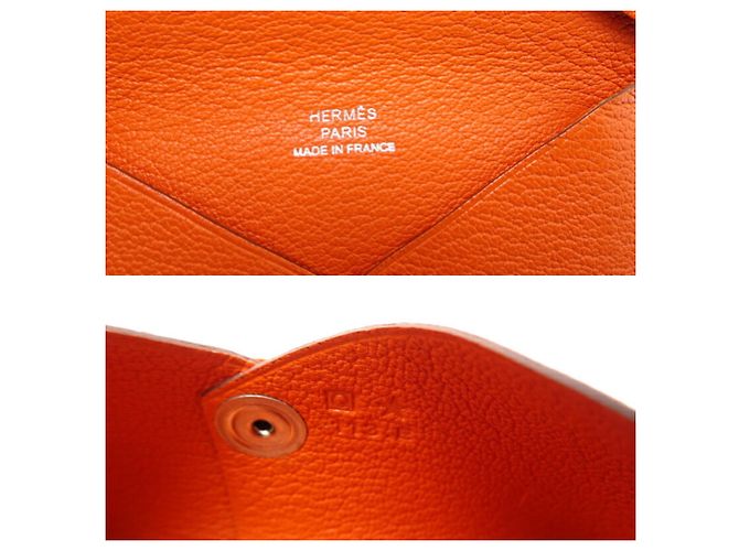 Monedero Calvi de Hermès en cuero de cabra naranja - vista 6