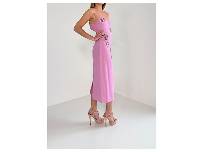Dries Van Noten Verziertes ärmelloses Midikleid Rosa Beige Pink - Ansicht 4