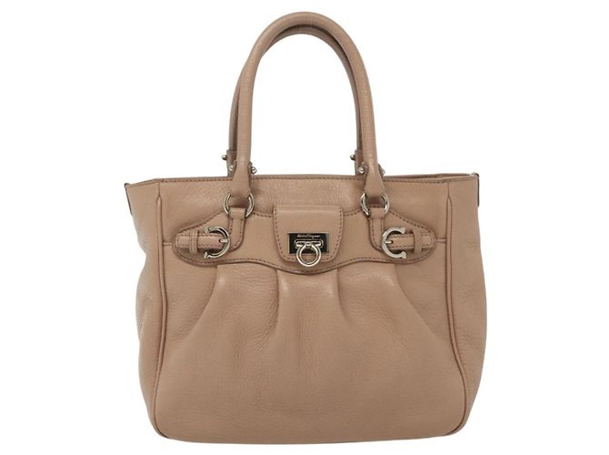 Borsa a mano Gancini in pelle rosa argento Auth 138865 di Salvatore Ferragamo - vista 13