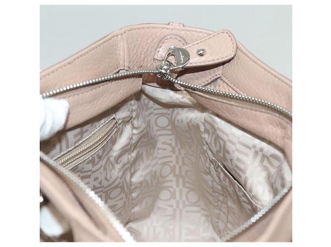 Borsa a mano Gancini in pelle rosa argento Auth 138865 di Salvatore Ferragamo - vista 19