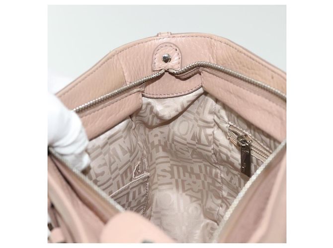 Borsa a mano Gancini in pelle rosa argento Auth 138865 di Salvatore Ferragamo - vista 20