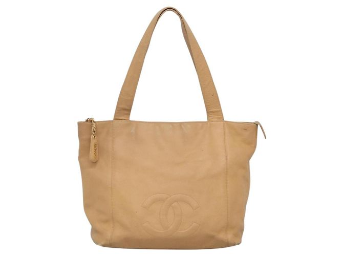 CHANEL COCO Borsa Tote in Pelle Caviar Beige Oro CC Auth BA4943 D'oro - vista 13