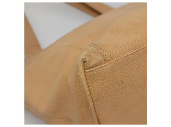 CHANEL COCO Borsa Tote in Pelle Caviar Beige Oro CC Auth BA4943 D'oro - vista 15