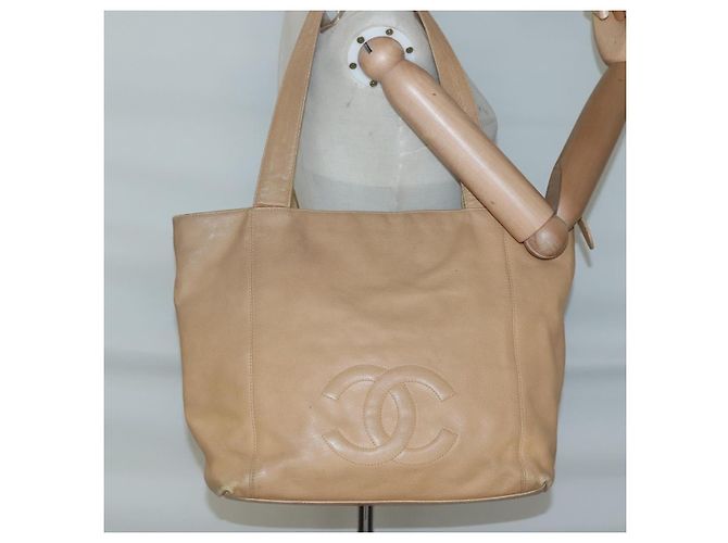 CHANEL COCO Borsa Tote in Pelle Caviar Beige Oro CC Auth BA4943 D'oro - vista 22